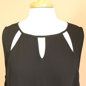 SOLD Black Cut Out Split Back Blouse Top
